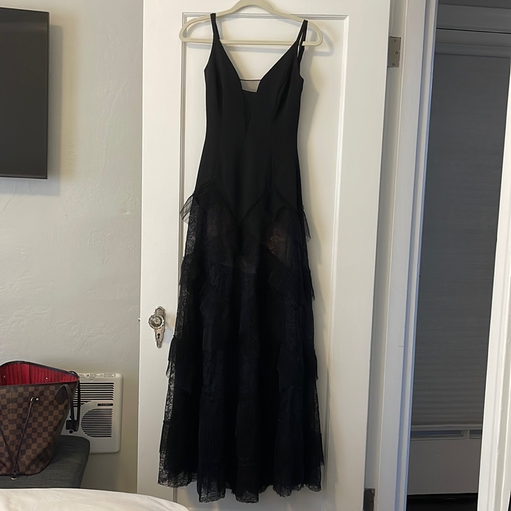 BCBG Maxazria Black Lace Trim Gown